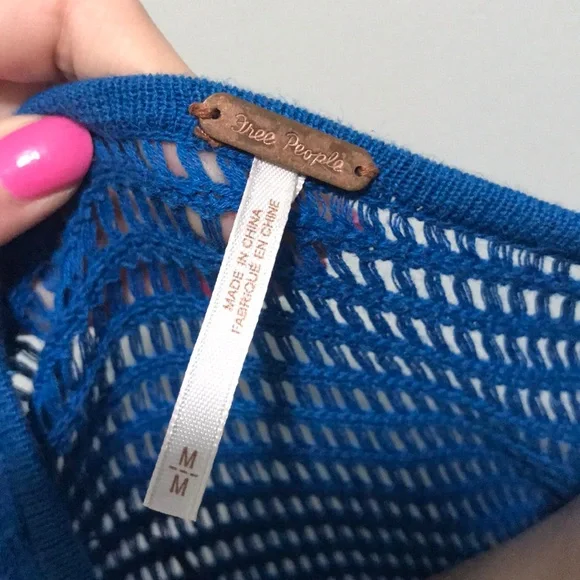 Free People Bright Blue Knit Top Lasting Laguna - Picture 7 of 8